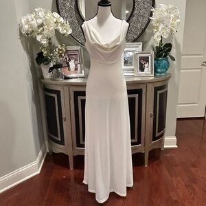John Kloss for CIRA Vintage 70's White Cowl Neck Maxi Dress for Women